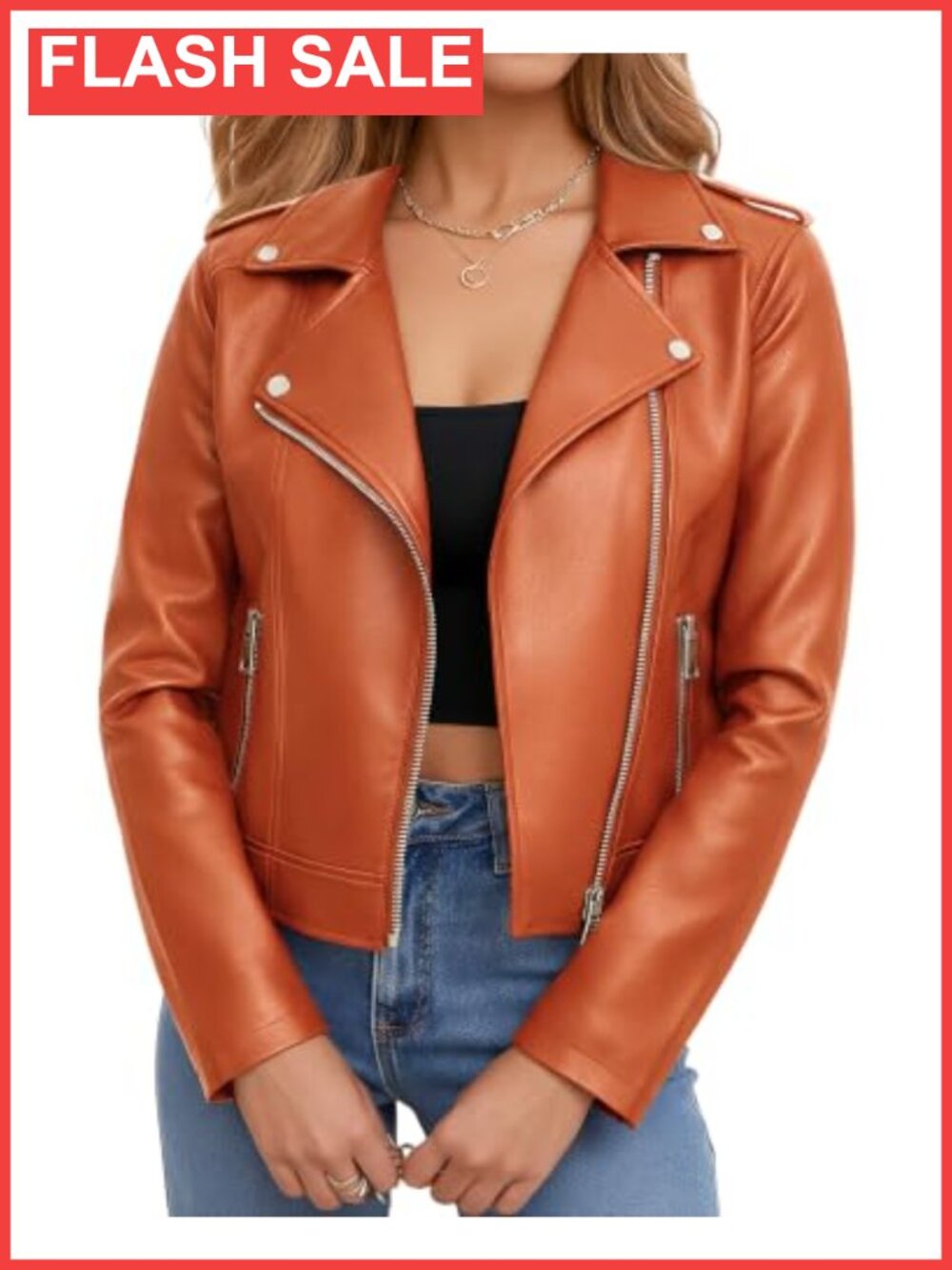 Faux Leather Cropped Moto Biker Jacket Zip Up Casual Streetwear